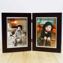 양면 접이 액자 세로 + 세로 A21, 심플브라운