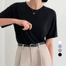 보에리에 여성용 텐셀 크루넥 베이직 반팔 티셔츠