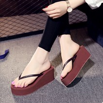 데일리 기본 스타일 통굽 웨지힐 샌들 슬리퍼 6cm