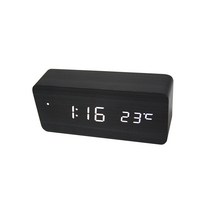 잇츠온 무소음 LED 우드 탁상시계 중, 블랙