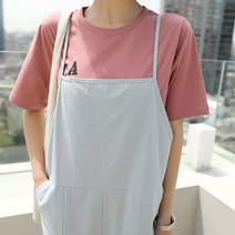 빼빼 여성용 영문레터링 라운드넥 반팔 티셔츠