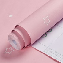 리치오션 인테리어 띠벽지 별마크 포인트 시트지, 핑크