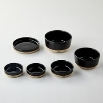 마시프렌치 포개다 싱글 식기 6종 세트, 제트블랙, 소찬기 2p + 대찬기 + 원형접시 + 공기 + 대접