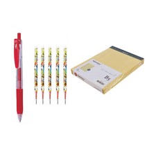 시그니처 리갈패드 절취 유선 줄노트 B5 5p + 젤잉크펜 0.5mm + 리필심 5p 세트, 옐로우(리갈패드), 레드(펜), 레드(리필심), 1세트