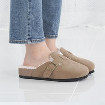 여성용 스웨이드 벨트 퍼 슬리퍼 030