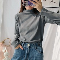 여성용 구디프 슬림 긴팔 반폴라 데일리 코디 티셔츠