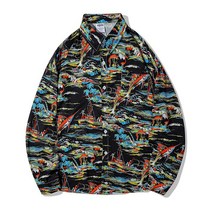 마켓A 남성용 야자수 복고 스트릿 셔츠