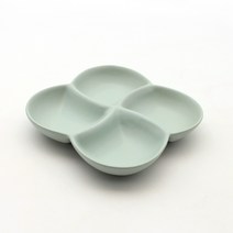 달소금 도자기 클로버 4칸 반찬 나눔접시, 민트, 1개