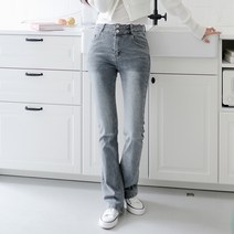 수비진 여성용 투버튼 허리스판 롱 부츠컷 청바지 SP7188