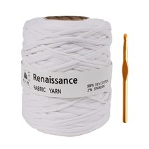 yarna 르네상스 패브릭얀 뜨개실 + 금속 왕코바늘 9mm, 2.흰색