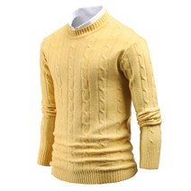 다꾸앙 남성용 긴팔 스웨터 화사한 꽈배기 라운드넥 니트 D08M13_tn3069