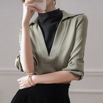 패션풀 여성용 오트 폴라 레이어드 셔츠 27053