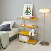 헤스티 미드센추리 메탈 모듈 수납 선반 와이드 4단, 옐로우, 1개