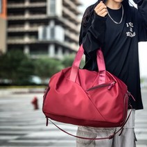 래빗홀 피트니스 신발 분리 포켓 더플백, 버건디