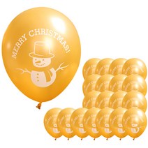 눈사람 크리스마스풍선 30cm x 20p + 손펌프 랜덤발송 + 컬링리본 화이트 소, 골드, 1세트