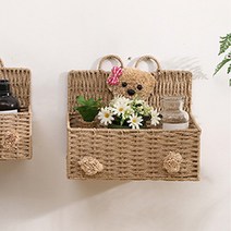 JHCompany 러블리 베어 라탄 바구니 랙, 베이지