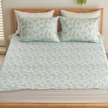 지베딩 캐모마일 워싱60수 순면 침대패드겸 스프레드, 블루