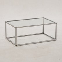 마리 에델린A 투명 유리 큐브 800 테이블, 실버
