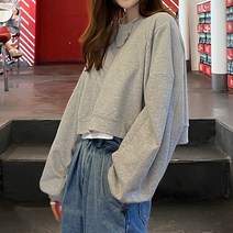 여성용 엘츠 세미 크롭 맨투맨