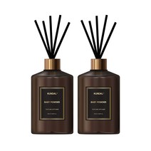 쿤달 퍼퓸 디퓨저 베이직 500ml 2p + 섬유스틱 10p 세트, 베이비파우더향, 2개