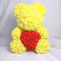 프랑온드 기념일 선물 로즈 베어 40cm + 상자, 하트 옐로우