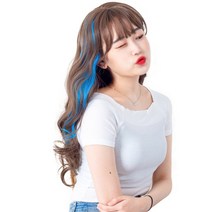 가발위드 단색 웨이브 컬러 포인트 피스 5p   트윙클 붙임머리 세트, 아쿠아블루(컬러피스), 랜덤발송(붙임머리), 1세트