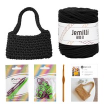 yarna 제밀리 마시 미니백 뜨개질 DIY 패키지, 17 블랙, 1세트