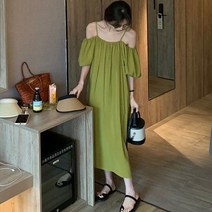 MA 핀턱 밴딩 퍼프 나시 롱원피스