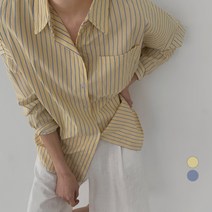 바블링브룩 여성용 오버핏 파스텔 스트라이프 셔츠 남방