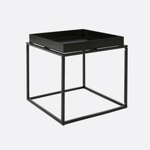 이소품 스퀘어 트레이 철제테이블 400 x 400 mm 09103B B, 블랙