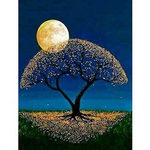 밀스턴 비즈 DIY 풍경 달 보석십자수 인테리어 세트, 혼합색상, 1세트