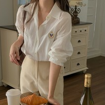 여성용 르마에 루즈핏 굴림 컬러 자수 남방 cpnb2276k2a