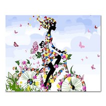 아디코 DIY 페인팅 자전거 탄 풍경 PFF26 50 x 40 cm, 혼합색상