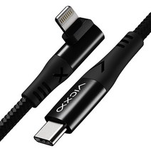 빅쏘 30W L자형 단선방지 USB C TO 라이트닝 8핀 PD 아이폰 게이밍 90도 나일론 고속 충전 케이블, 2m, 블랙