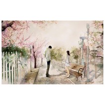 케이엠엘리 3D 사각 보석십자수 DIY 30 x 20 cm, 벚꽃나무, 1개