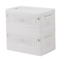 올리빙 크로스 폴딩 리빙박스 35L, 화이트, 2개