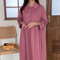 에베쏘 빅사이즈 임부복 홀 버튼 카라 원피스 4197