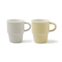 쓰임 비스트로 머그 375ml x 2종 세트, 그레이, 소이옐로우, 1세트
