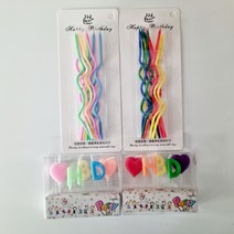 생일 파티 하트 HBD 비비드초 + 파스텔초 + 레인보우 꼬불이 파스텔초 + 비비드초 세트, 무향, 1세트