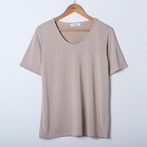 빼빼 여성용 샌드워싱 U넥 모달 반팔티셔츠