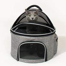 리스펫 강아지 고양이 허리펴고 숨숨 돔형 이동장, 그레이