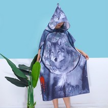 성인용 입는 망토 비치타올 900 x 1100 x 400 mm, 05 눈 늑대, 1개