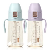 마더케이 베이직 PPSU 원터치 추 빨대컵 300ml x 2종 세트, 1세트, 블루, 라일락, 0.3l