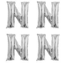 이니셜 글자 은박 풍선 알파벳 대 N, 실버, 4개
