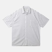 스타일에스 남성용 스트라이프 오버핏 반팔 셔츠 남방