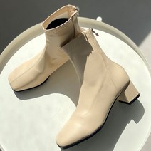 렌디 스티치 스퀘어 통굽 삭스 앵클부츠 4.5cm