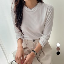 여성용 루즈핏 라운드 기모 티셔츠
