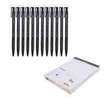 신지 유성 볼펜 1.0mm 12p + 시그니처 리갈패드 B5 5p 세트, 블랙(볼펜), 화이트(패드), 1세트