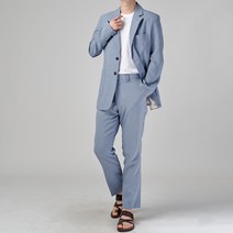 바르 남성용 린넨 아웃포켓 투버튼 베이직 수트 BU3003