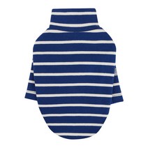 퍼피엔젤 하이넥 긴소매 줄무늬 강아지 티셔츠, 760 NAVY